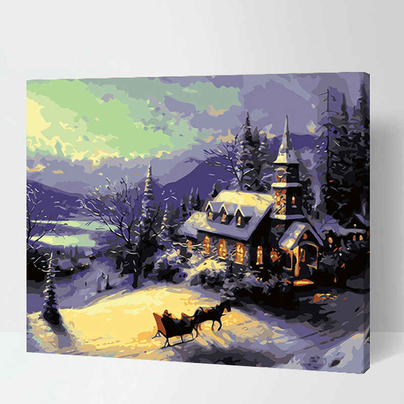 Painting by Numbers for Adults Mountain Church in The Snow