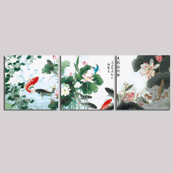 Paint By Numbers Flowers Asian Tryptichon