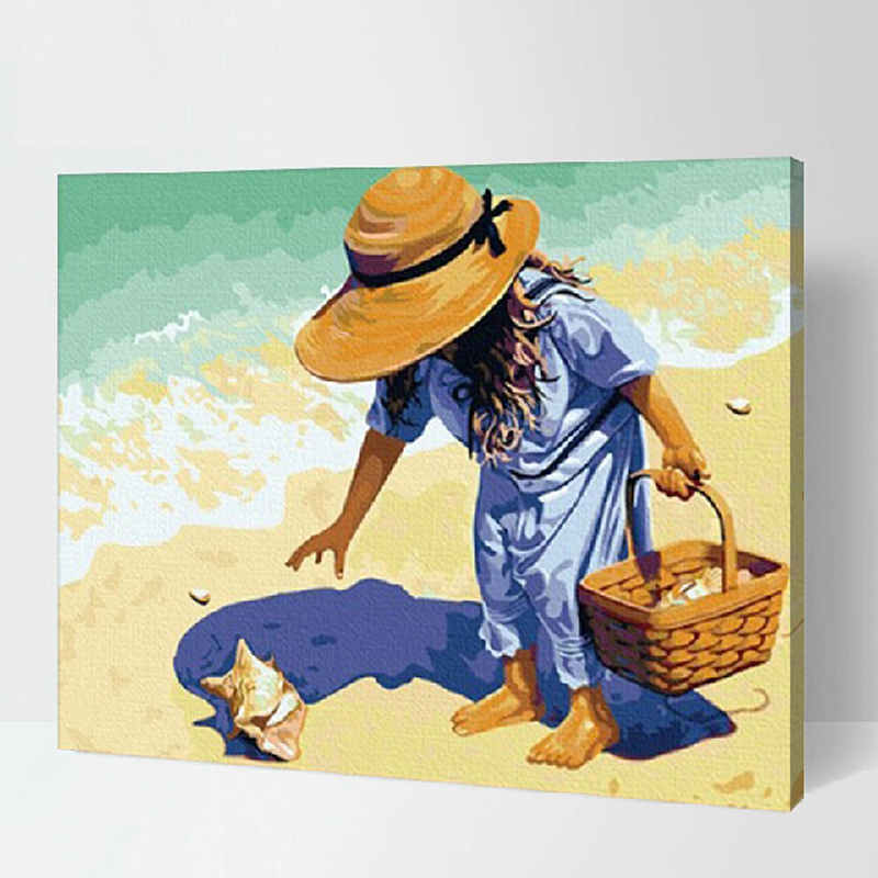 Painting by Numbers Child on The Beach Pictures