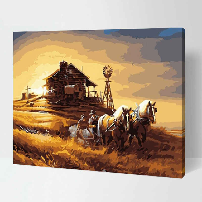 Paint by Numbers for Adults Horse Carriage