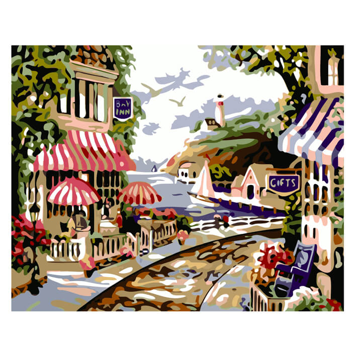 Painting by Numbers for Adults Seaside Café