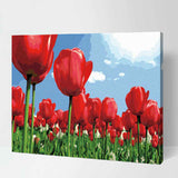 Painting by numbers tulip field