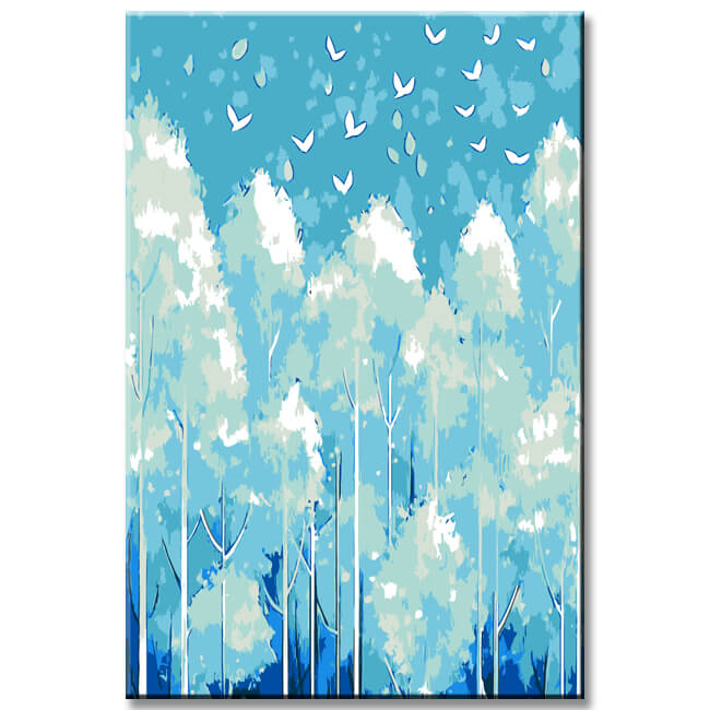 Painting by Numbers forest Stars Birds