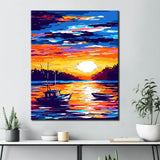 Painting by Numbers Fishing Boat Sunset