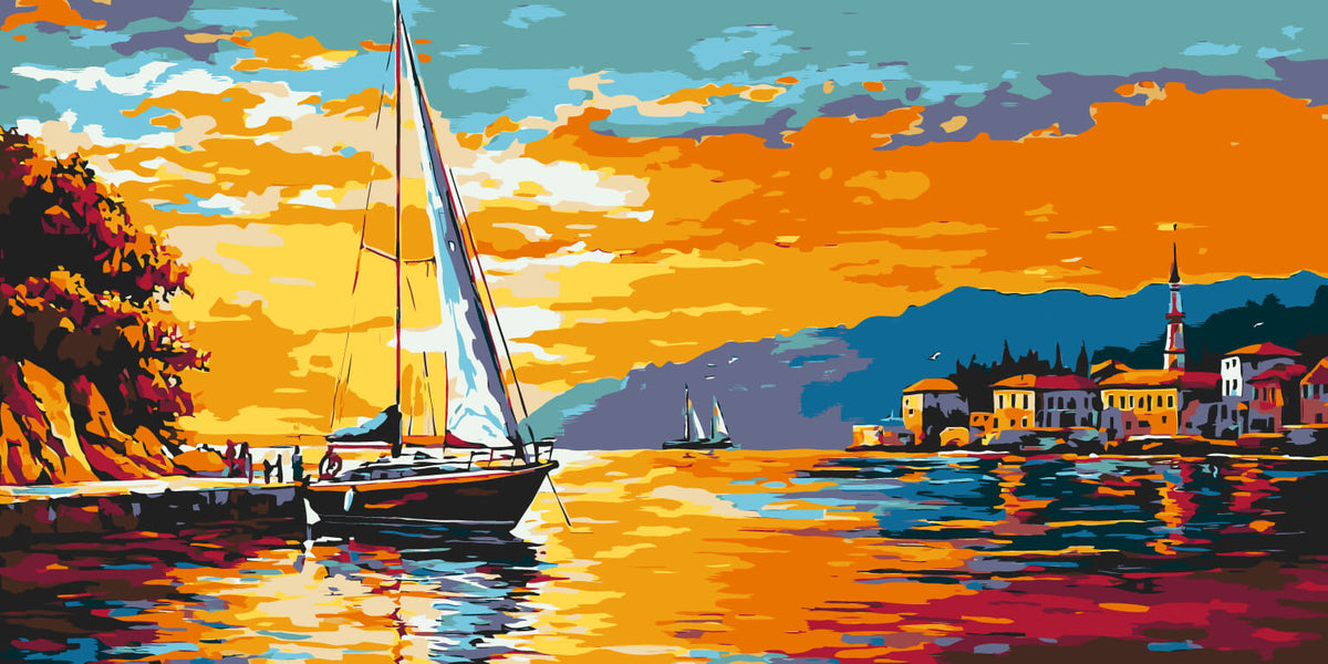 Painting by Numbers Lake Sailboat