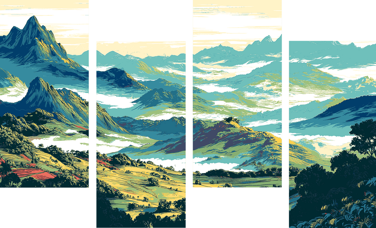 Painting by Numbers Mountain Landscape 4-Panel (Quattro)