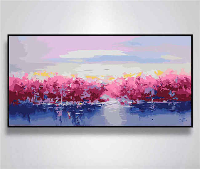 Painting by Numbers Lake Shore Pink Trees