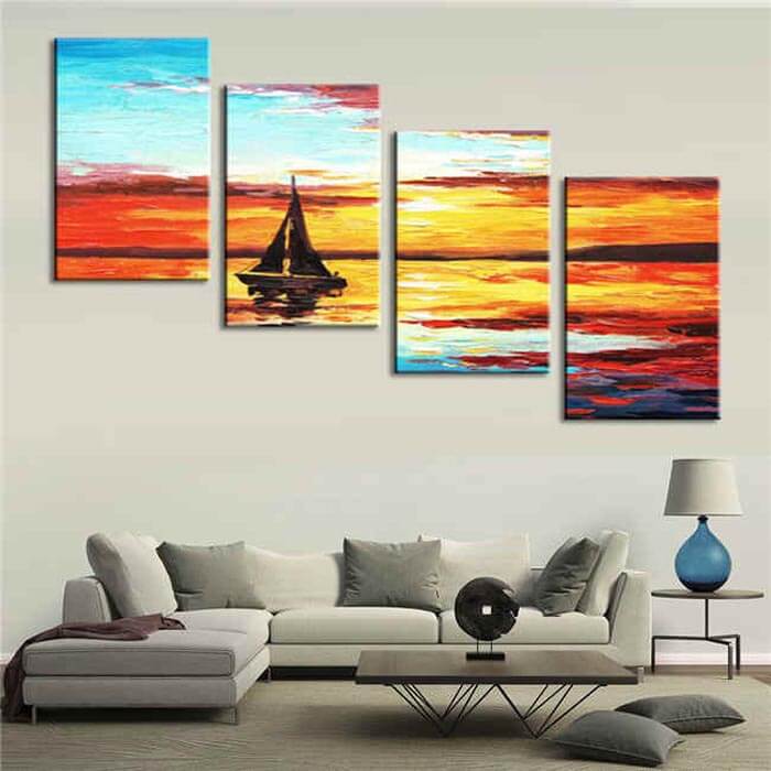 Painting by Numbers Sunrise Sea 4 Panel Design (Quattro)