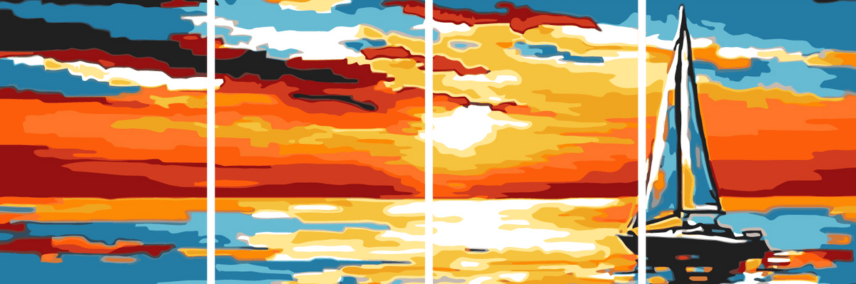 Painting by Numbers Sunrise Sea 4 Panel Design (Quattro)