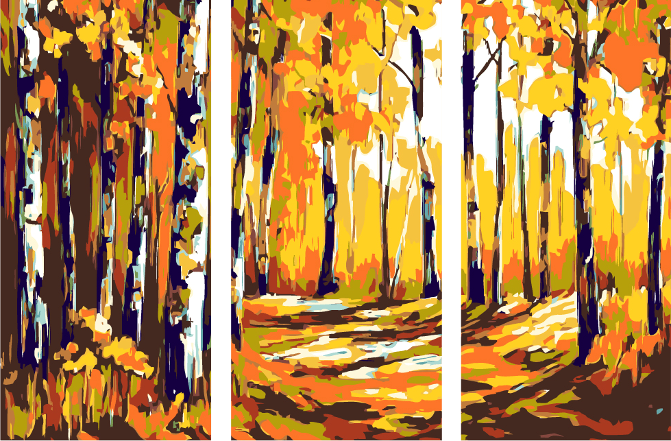 Painting by Numbers Birch forest- 3-Panel (Triptych)