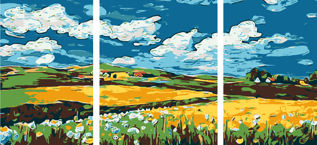 Painting by Numbers Landscape idyll 3-Panel (Triptych)