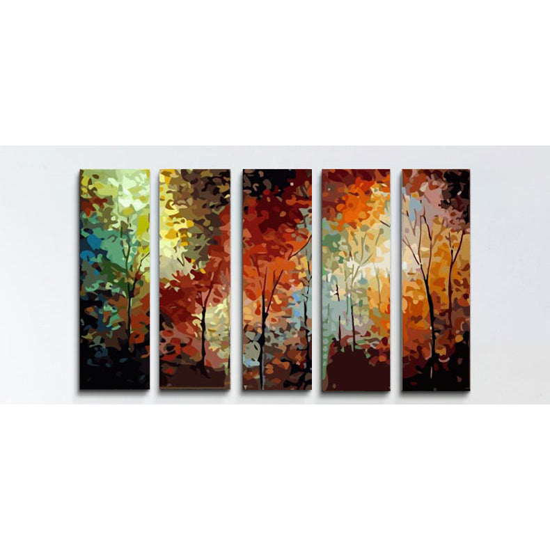 Painting by numbers colorful forest 5 pieces