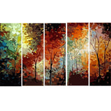 Painting by Numbers Colorful forest 5-Panel