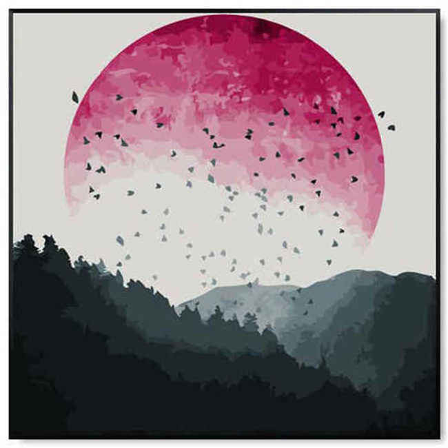 Painting by Numbers Flock of Birds in Front of The Red Sun