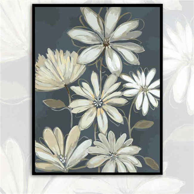 Painting by Numbers Flowers White