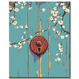 Paint by numbers old door lock
