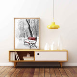 Paint by Numbers Winter Red Park Bench