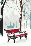 Paint by Numbers Winter Red Park Bench