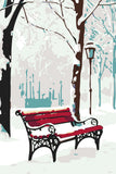 Paint by Numbers Winter Red Park Bench