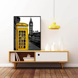Paint by numbers telephone booth yellow Big Ben