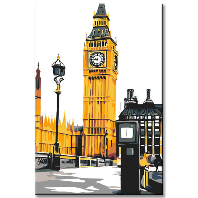 Grind nach Zahlen Telefonzelle gelb Big Ben