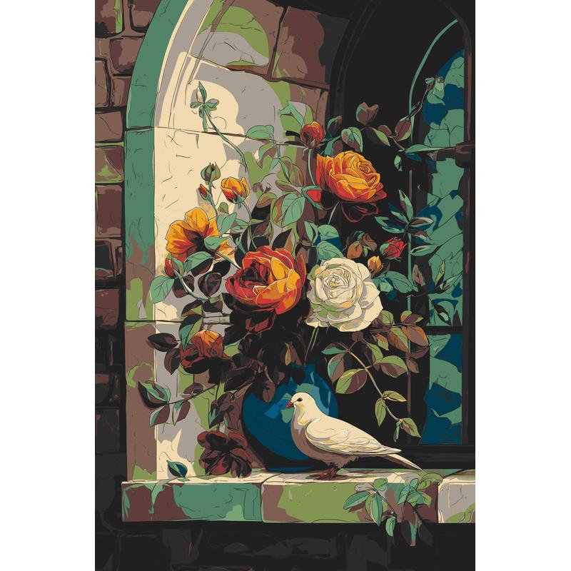 Painting by Numbers Doves Roses