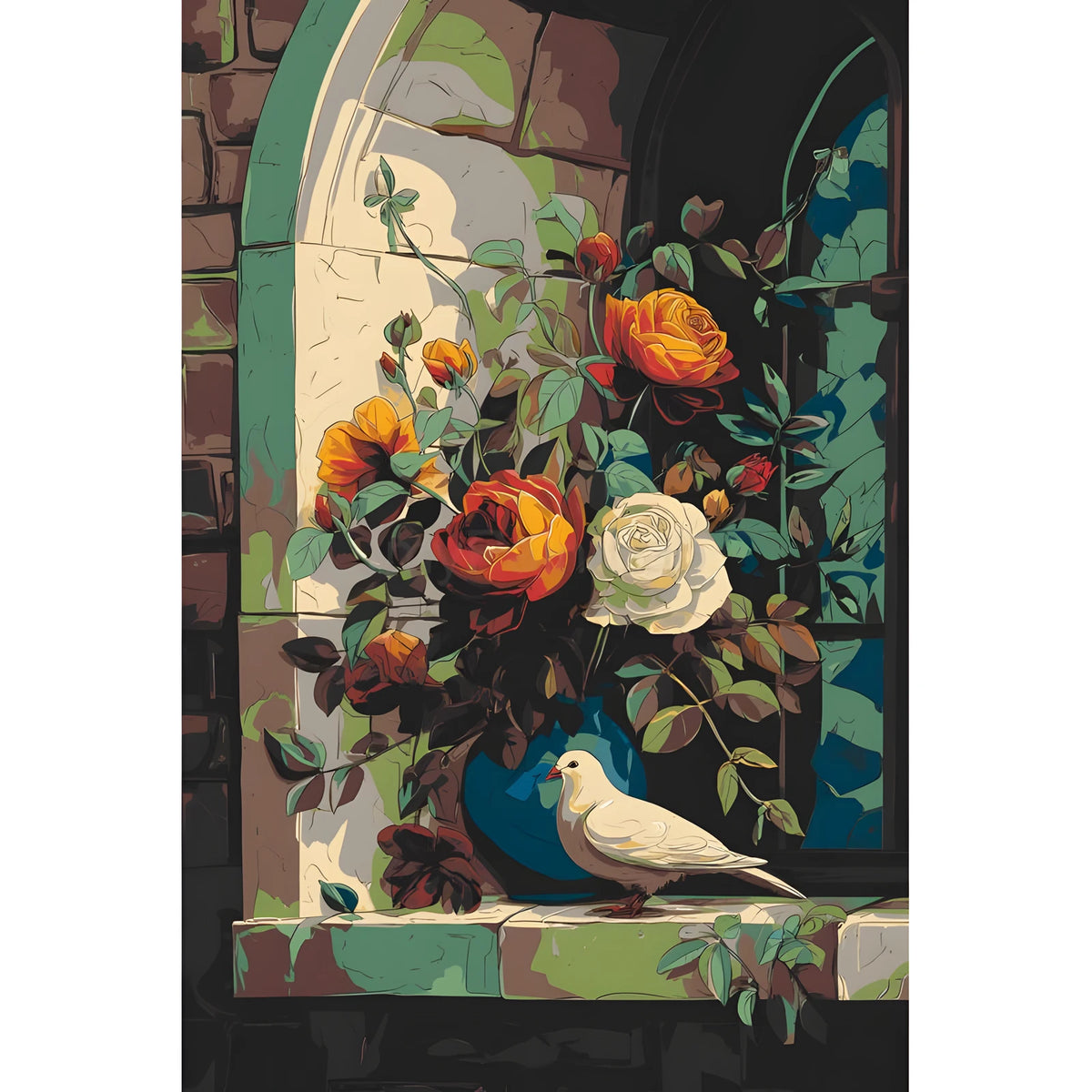 Painting by Numbers Doves Roses
