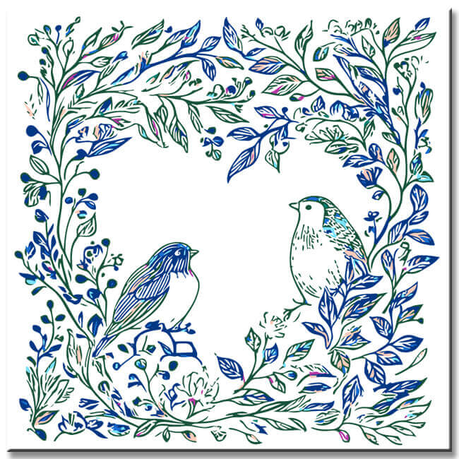 Painting by Numbers Plants Birds Blue