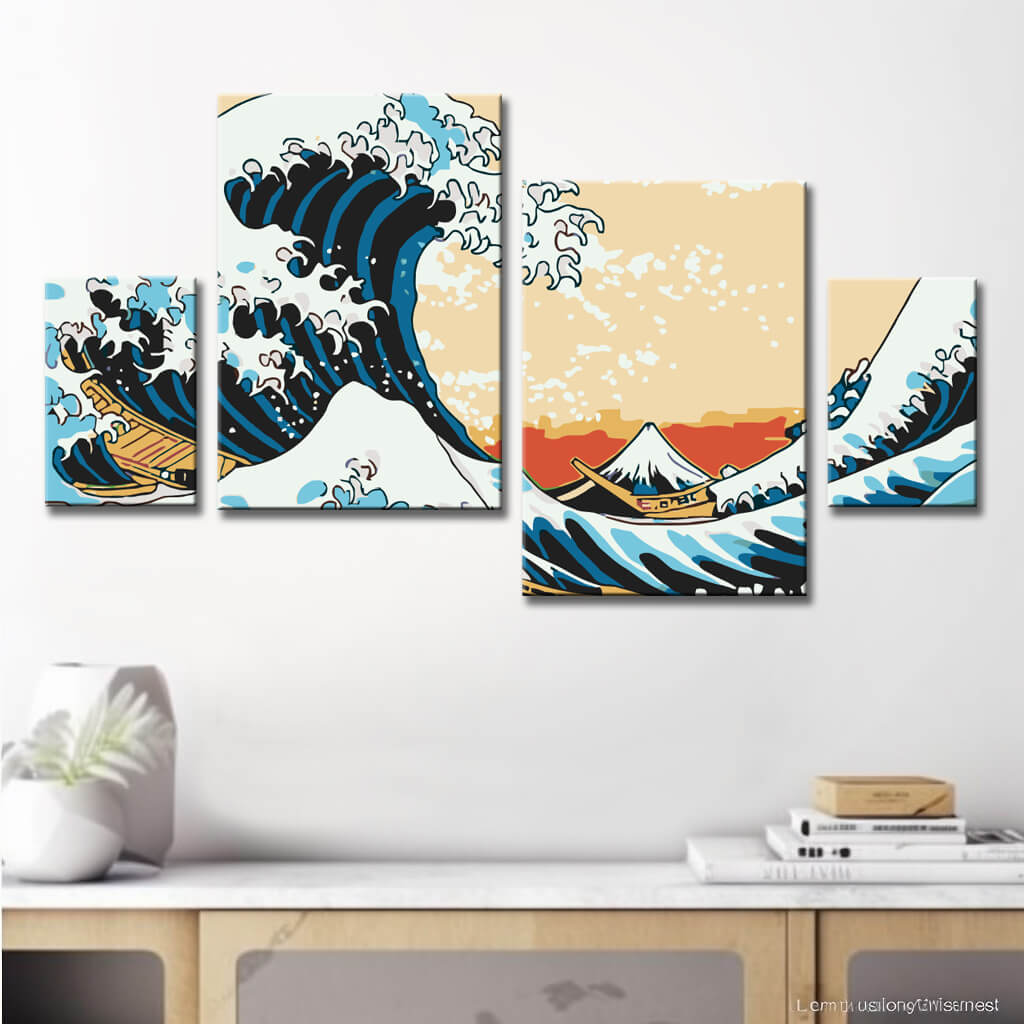 Painting by Numbers The Great Wave of Kanagawa 4-Panel (Quattro)