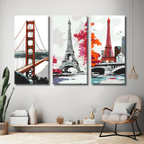 Painting by Numbers Radio Tower Red White Pier Paris San Francisco Bridge