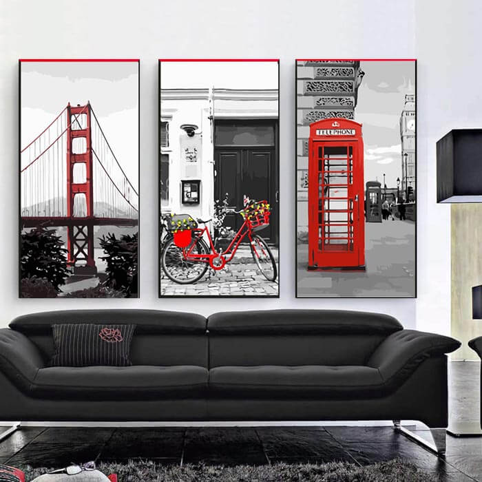 Paint by Numbers San Francisco Bridge Telephone Booth London Bicycle Red