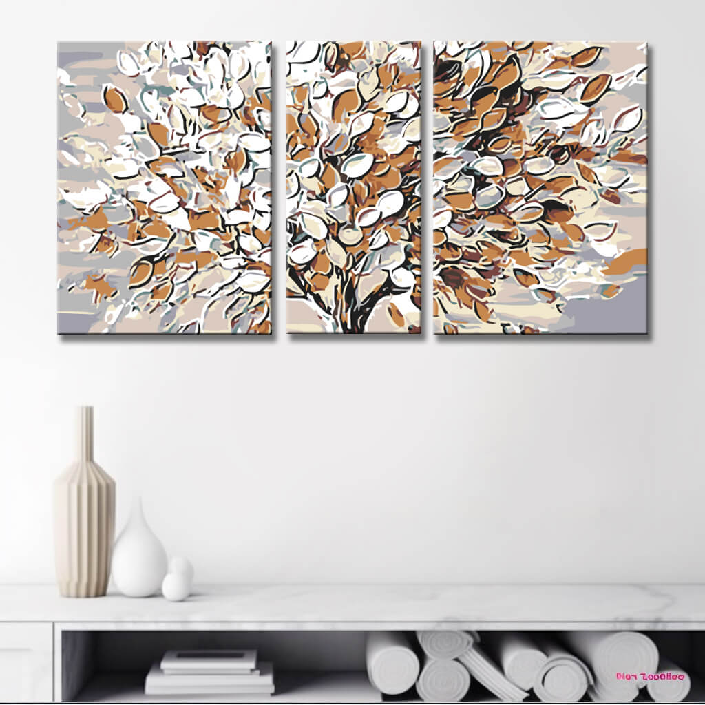 Painting by Numbers White Tree- 3-Panel (Triptych)