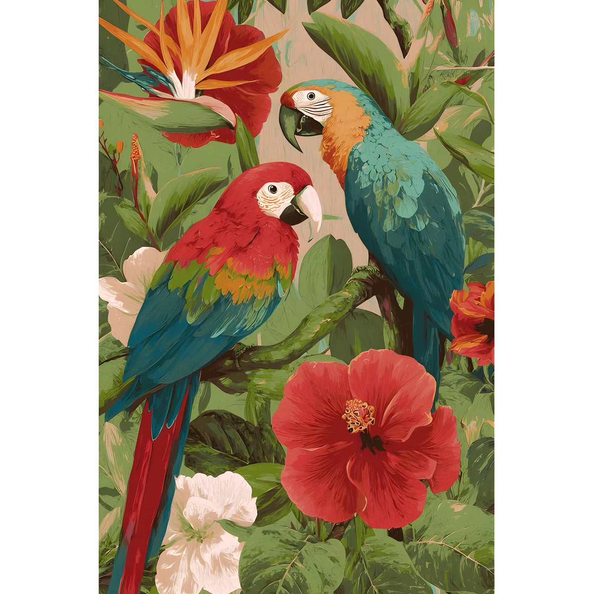 Painting by Numbers Animals Parrots Flowers