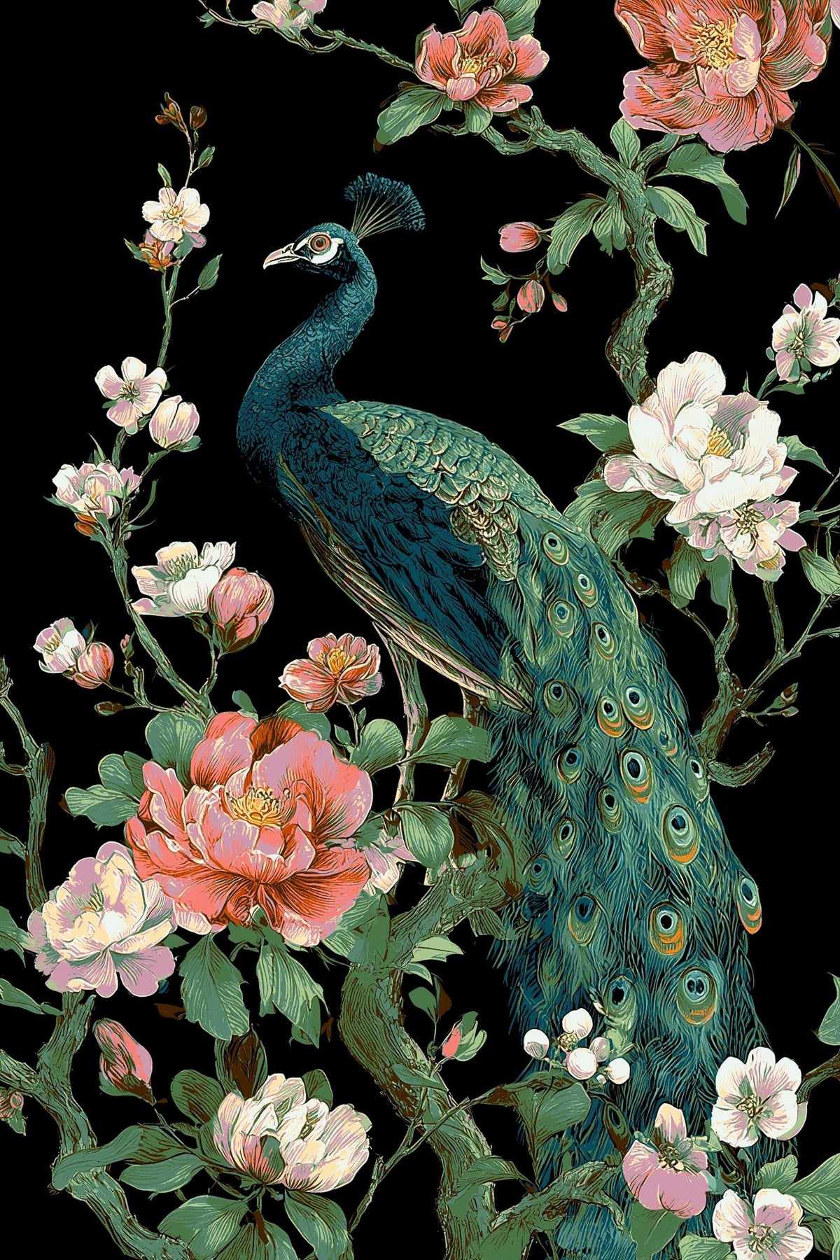 Painting by Numbers Animals Peacock Flowers