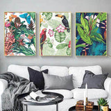 Painting by numbers animals toucan parrot flowers