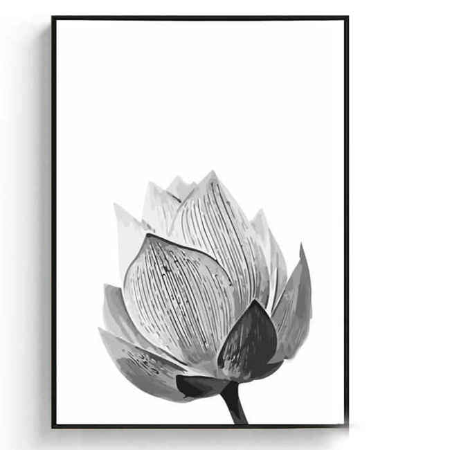 Painting by Numbers Flower Black and White