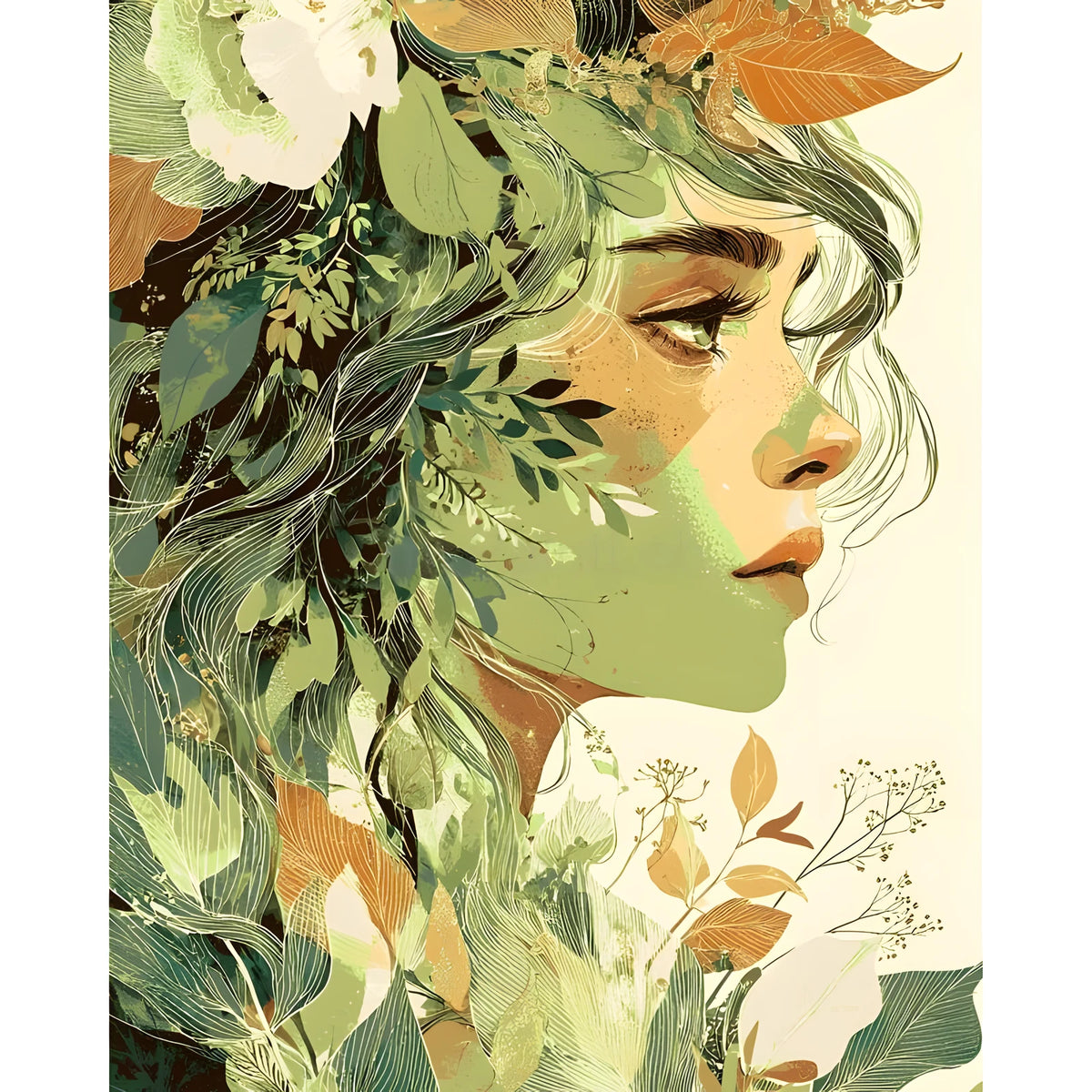 Painting by Numbers Woman in Leaf Dress