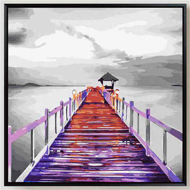Painting by Numbers Bridge Black White Colorful