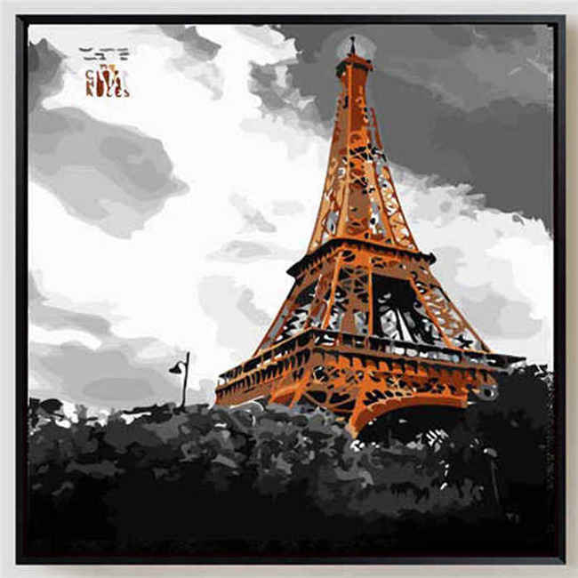 Painting by Numbers Eiffel Tower Paris Black and White