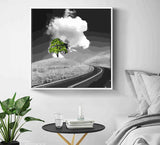 Painting by Numbers Black and White Green Tree