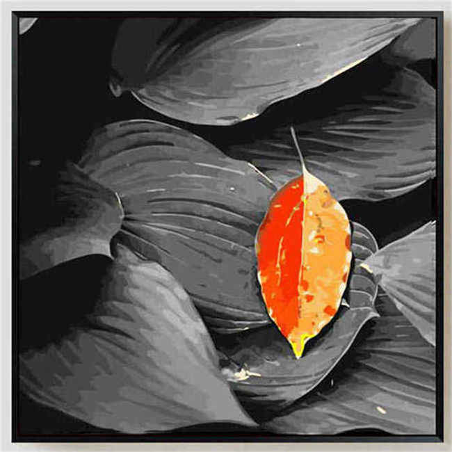 Painting by Numbers Leaves Black and White