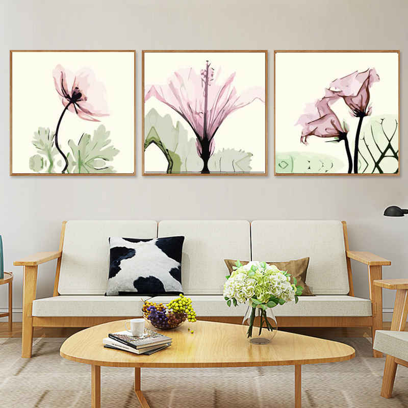 Paint by Numbers Triptych Flowers