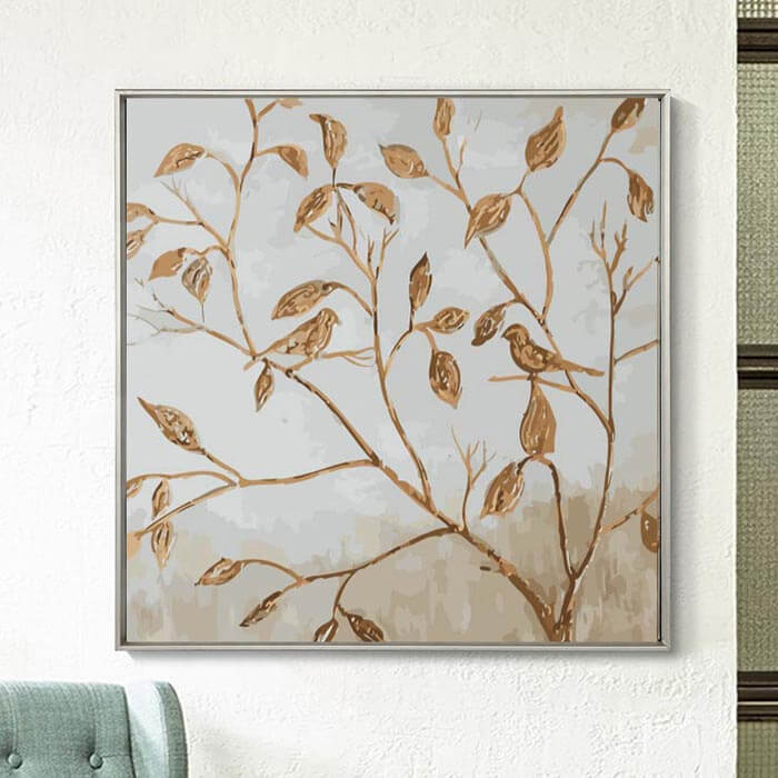 Painting by numbers bird in the branches