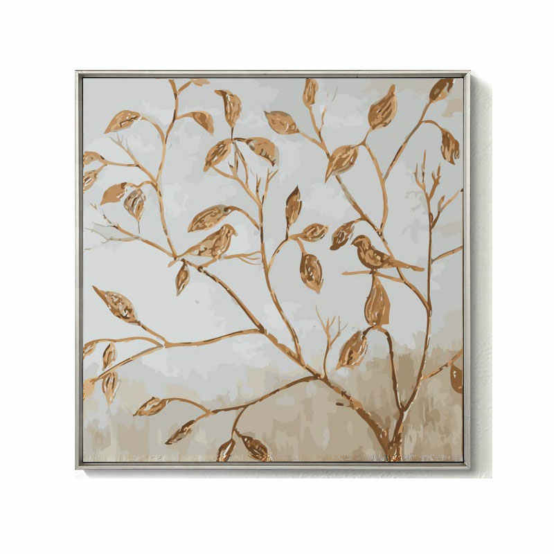 Painting by numbers bird in the branches