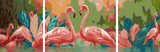 Painting by Numbers Flamingo Family- 3-Panel (Triptych)