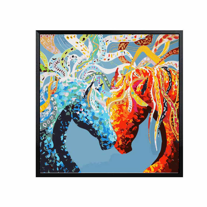 Painting by numbers horses with ribbons
