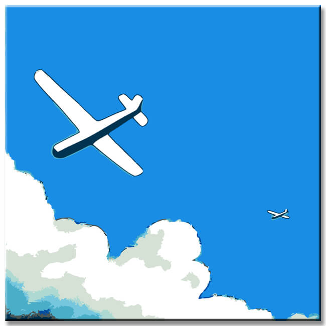 Painting by Numbers Airplane Over Sea