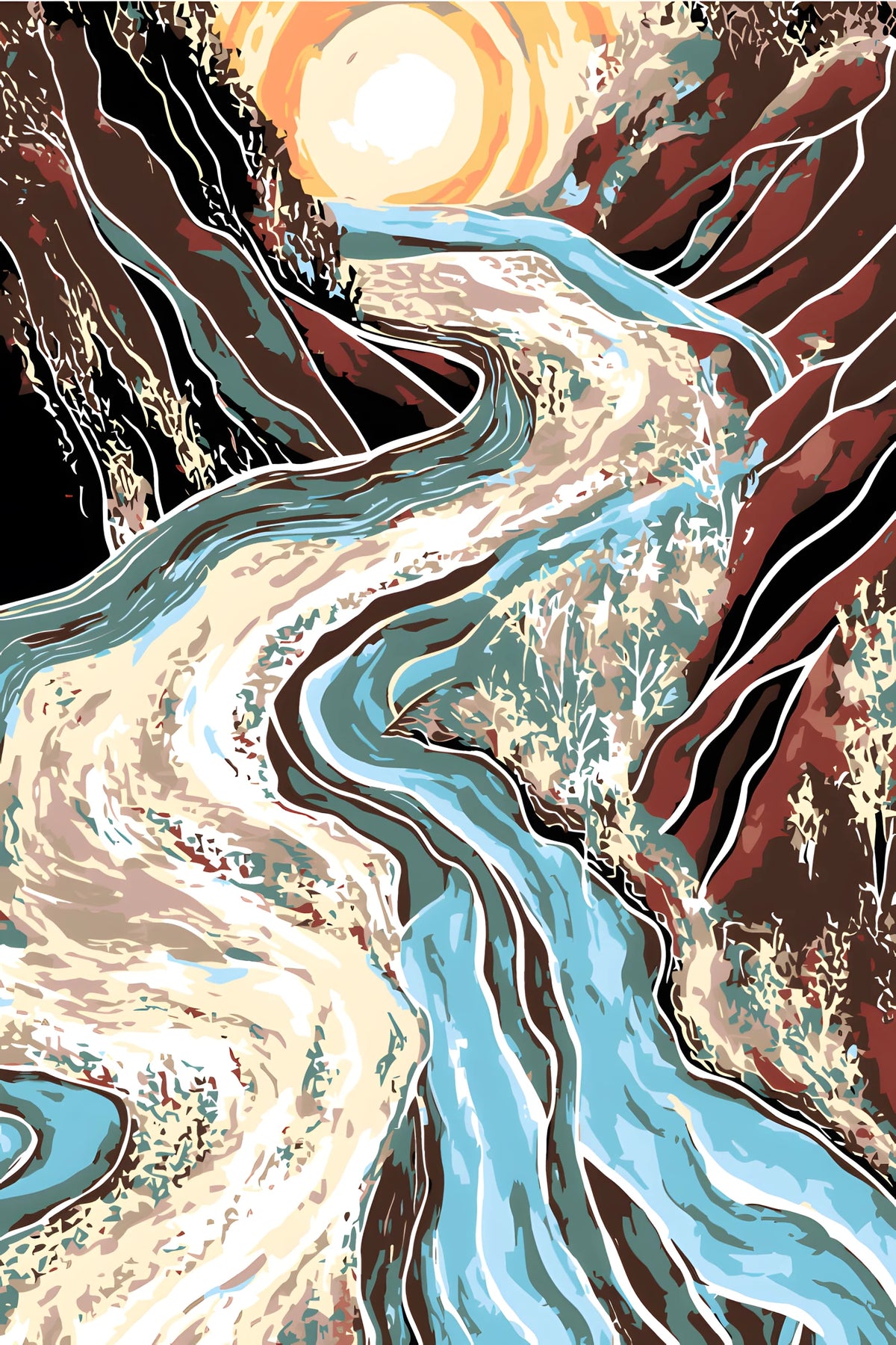 Painting by Numbers River  Abstract