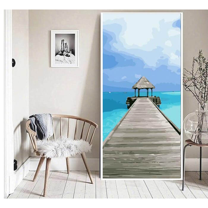 Painting by numbers Caribbean jetty into the sea