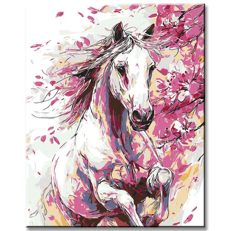 Painting by Numbers Horse in A Rush of Flowers